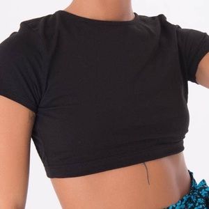 Black Open Back Crop Top